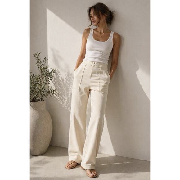 Jonathan Simkhai Pants - Jonathan Simkhai Standard Parchment Pants NWT Wide Leg Neutral Minimal Small